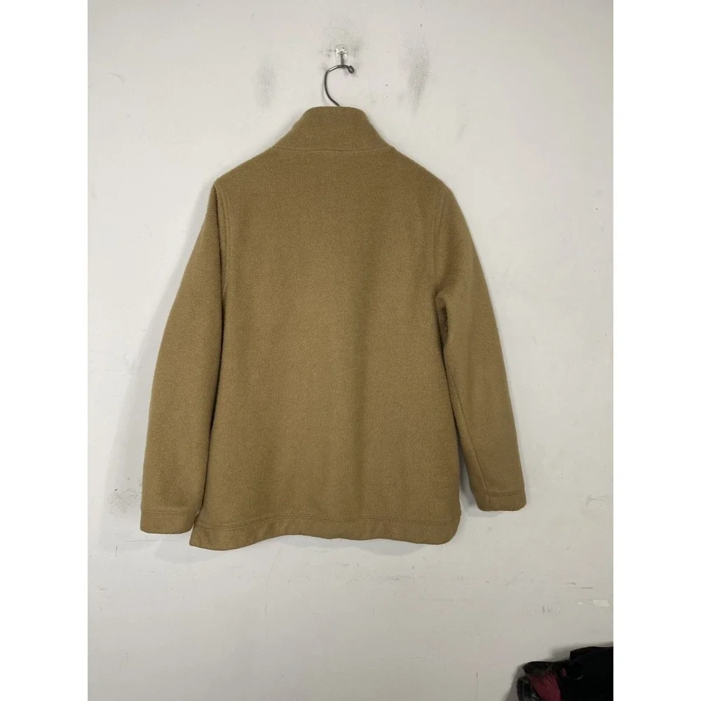J Crew Mens Pullover Sweatshirt Medium Tan Fleece Minimal Warm Cozy Henley‎